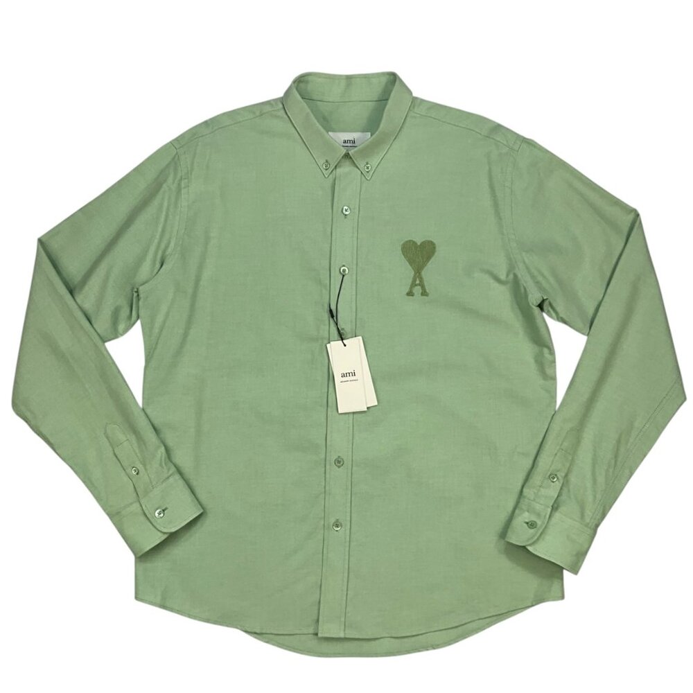Ami Alexandre Mattiussi Tonal Shirt 42 US 16 Aqua Green Button Down